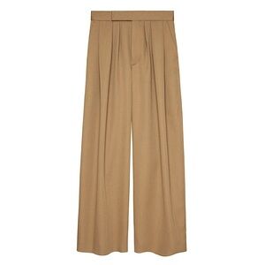 ZARA WOOL PLEATED WIDE LEG PANTS WINTER CAPSULE OFFICE CLASSIC Tan Camel M